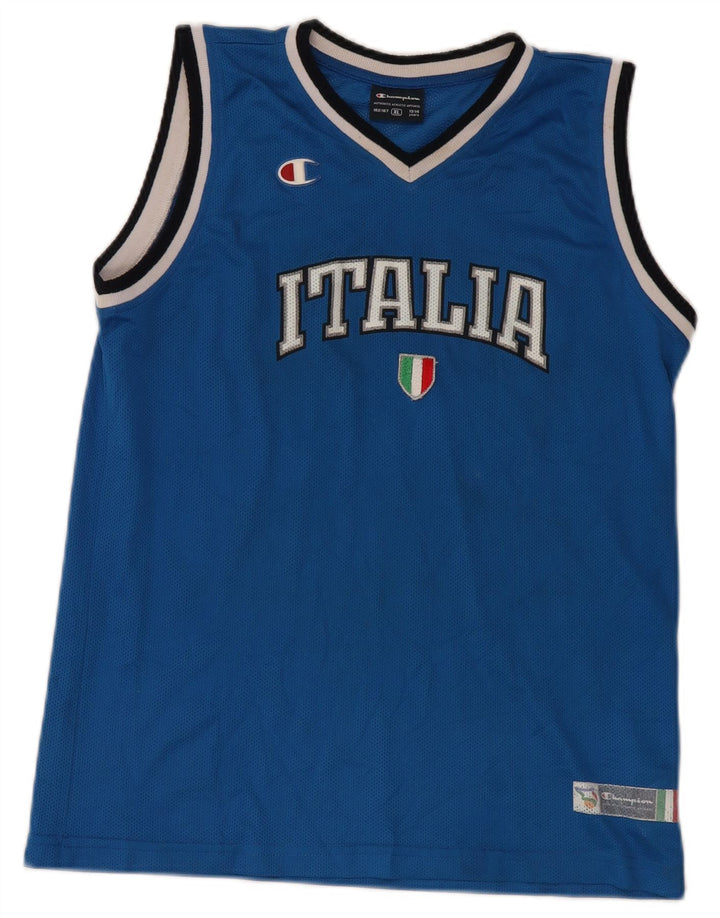 Champion Boys Italia Graphic Vest Top 13-14 Years XL Blue Polyester