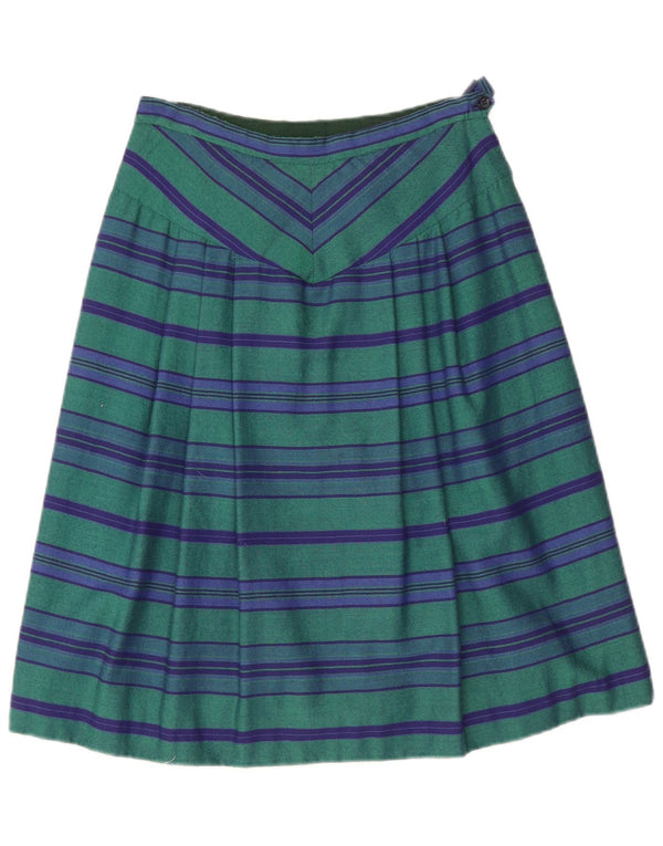Vintage Womens A-Line Skirt W28 Medium Green Striped