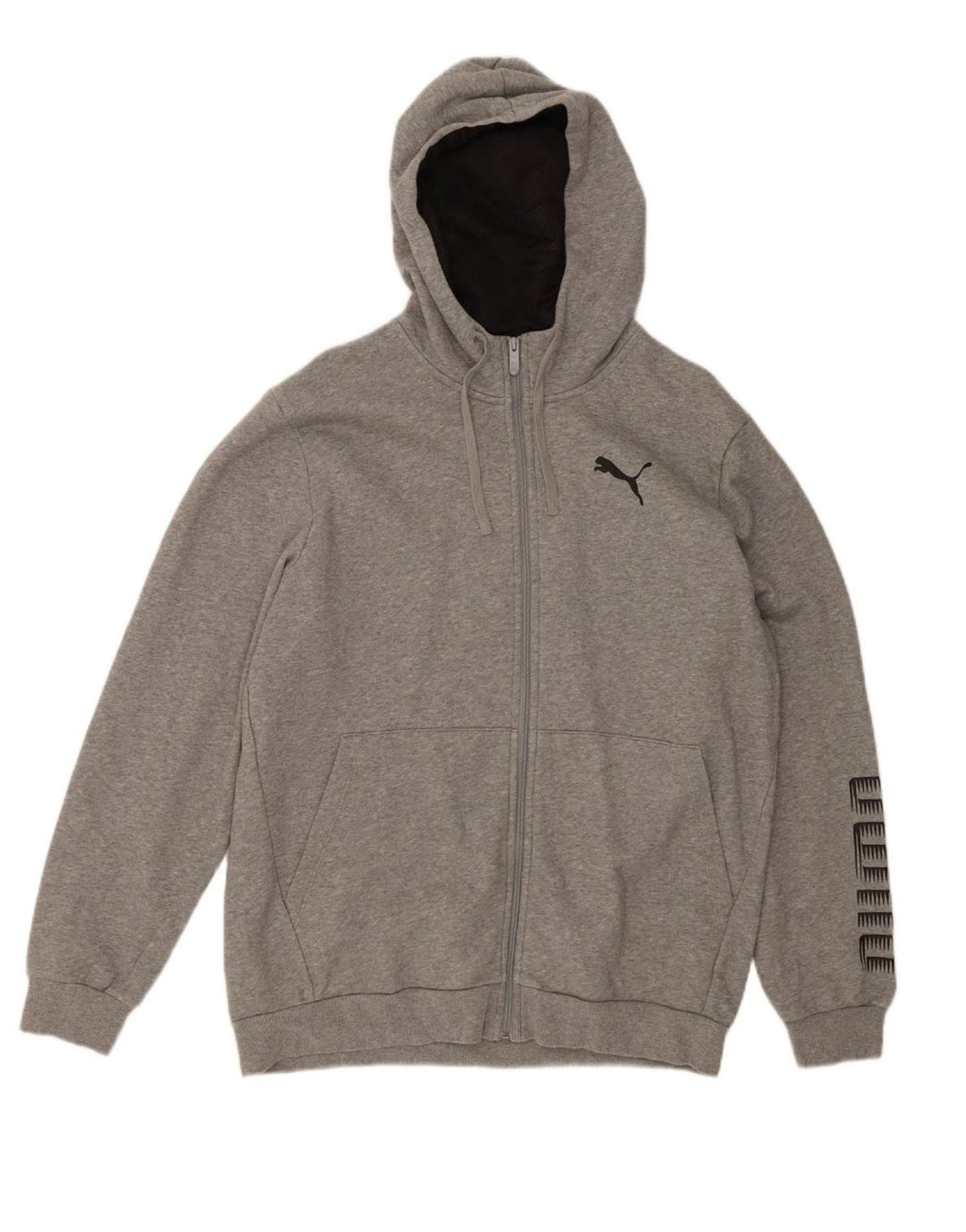 PUMA Mens Graphic Zip Hoodie Sweater Large Grey Cotton