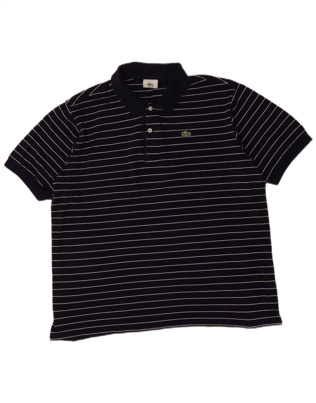 Lacoste Mens Polo Shirt Size 7 2XL Navy Blue Striped