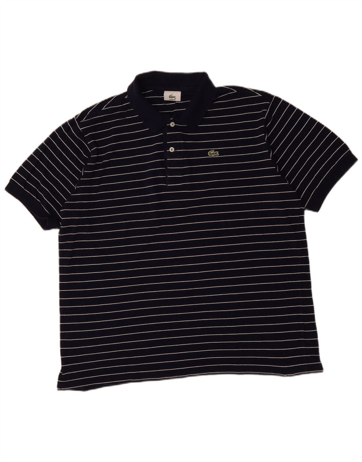 Lacoste Mens Polo Shirt Size 7 2XL Navy Blue Striped