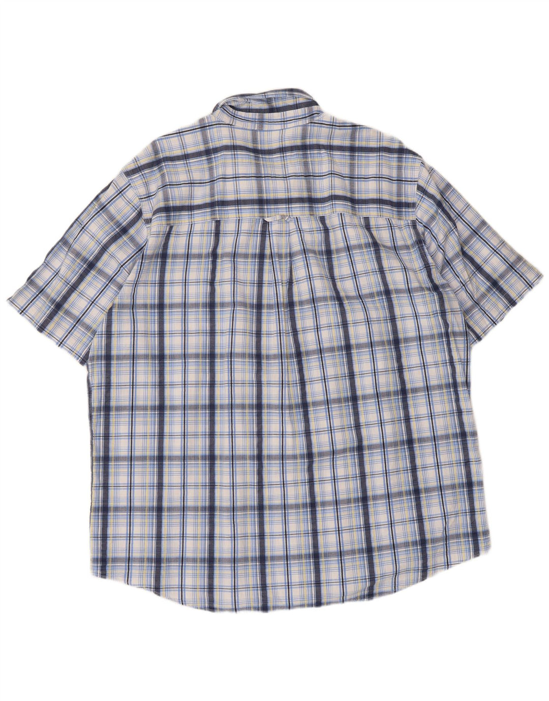 Chaps Mens Short Sleeve Shirt XL Blue Check Cotton