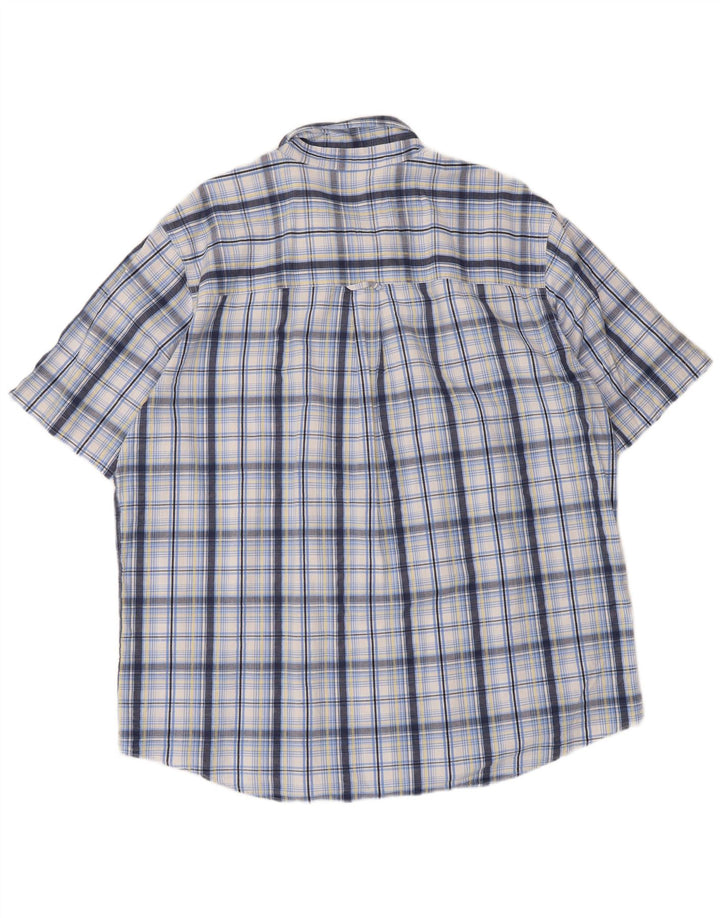 Chaps Mens Short Sleeve Shirt XL Blue Check Cotton