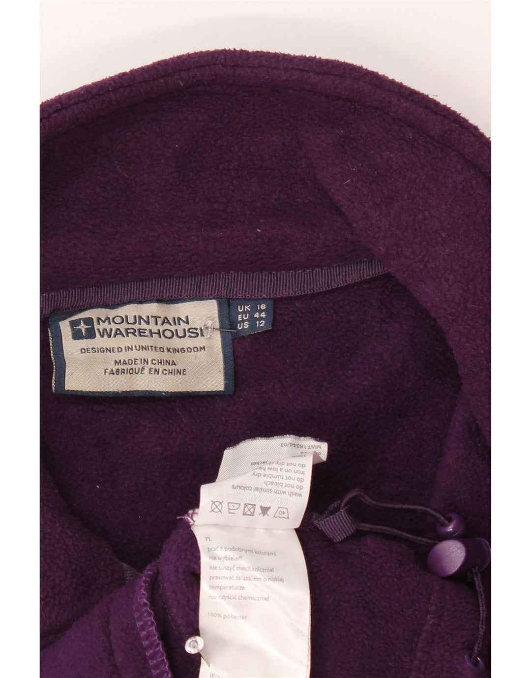 MOUNTAIN WAREHOUSE Womens Liner Fleece Jacket UK 16 Large Purple Polyester