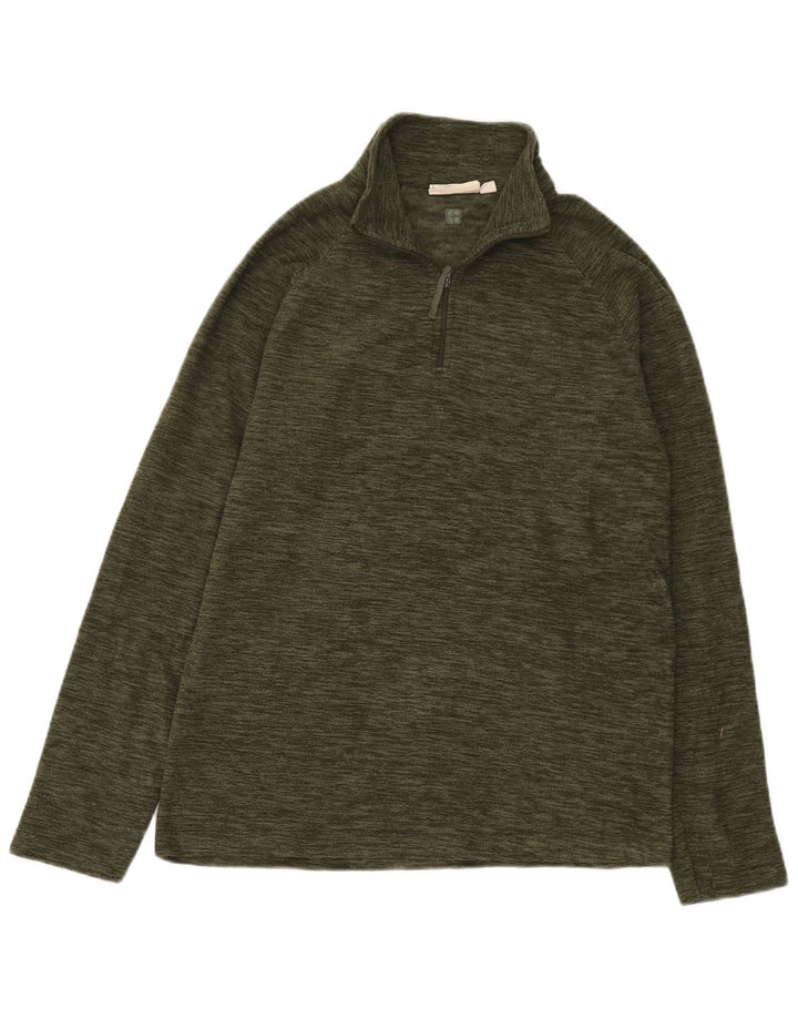 Mountain Warehouse Mens Zip Neck Fleece Jumper Small Khaki Flecked