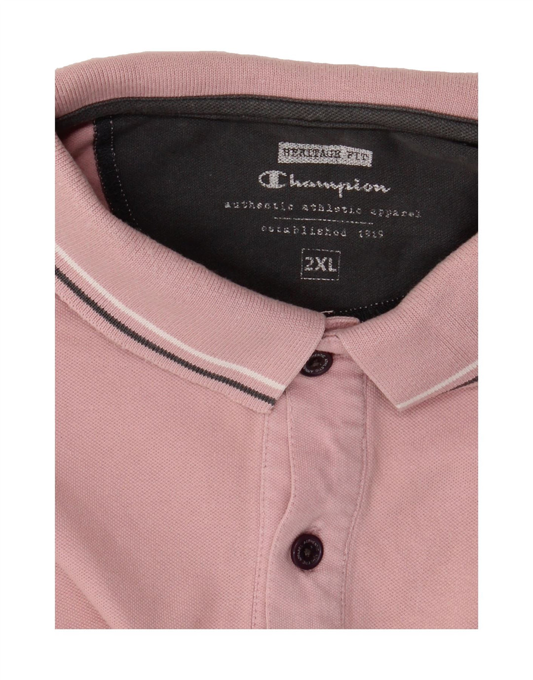 CHAMPION Mens Herritage Fit Polo Shirt 2XL Pink Vintage Champion and Second-Hand Champion from Messina Hembry 