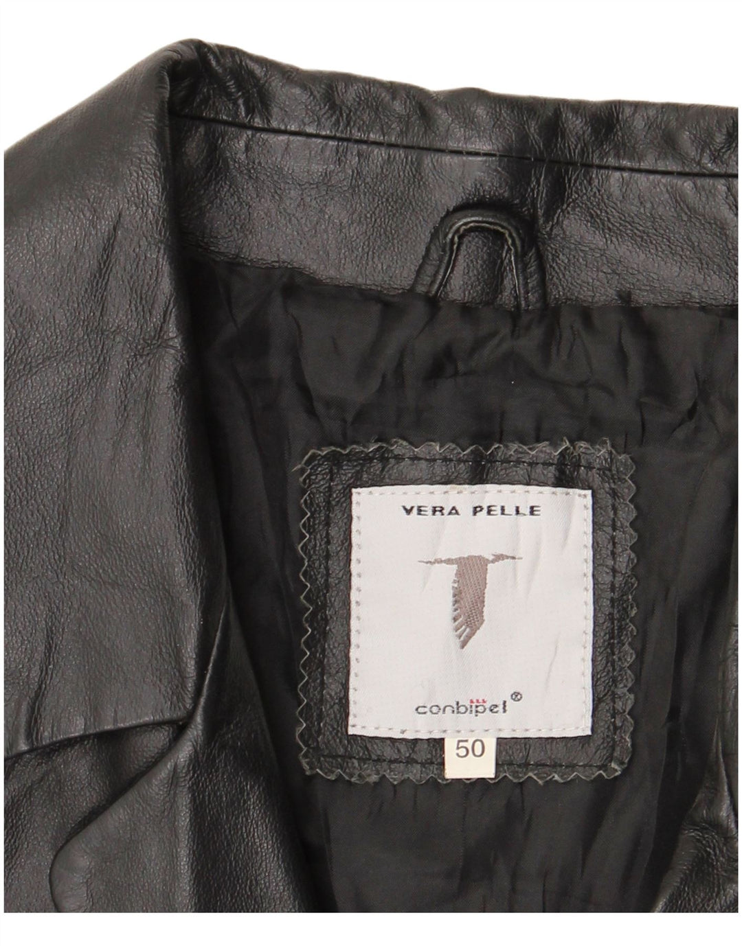 CONBIPEL Mens Leather Coat IT 50 Large Black Leather