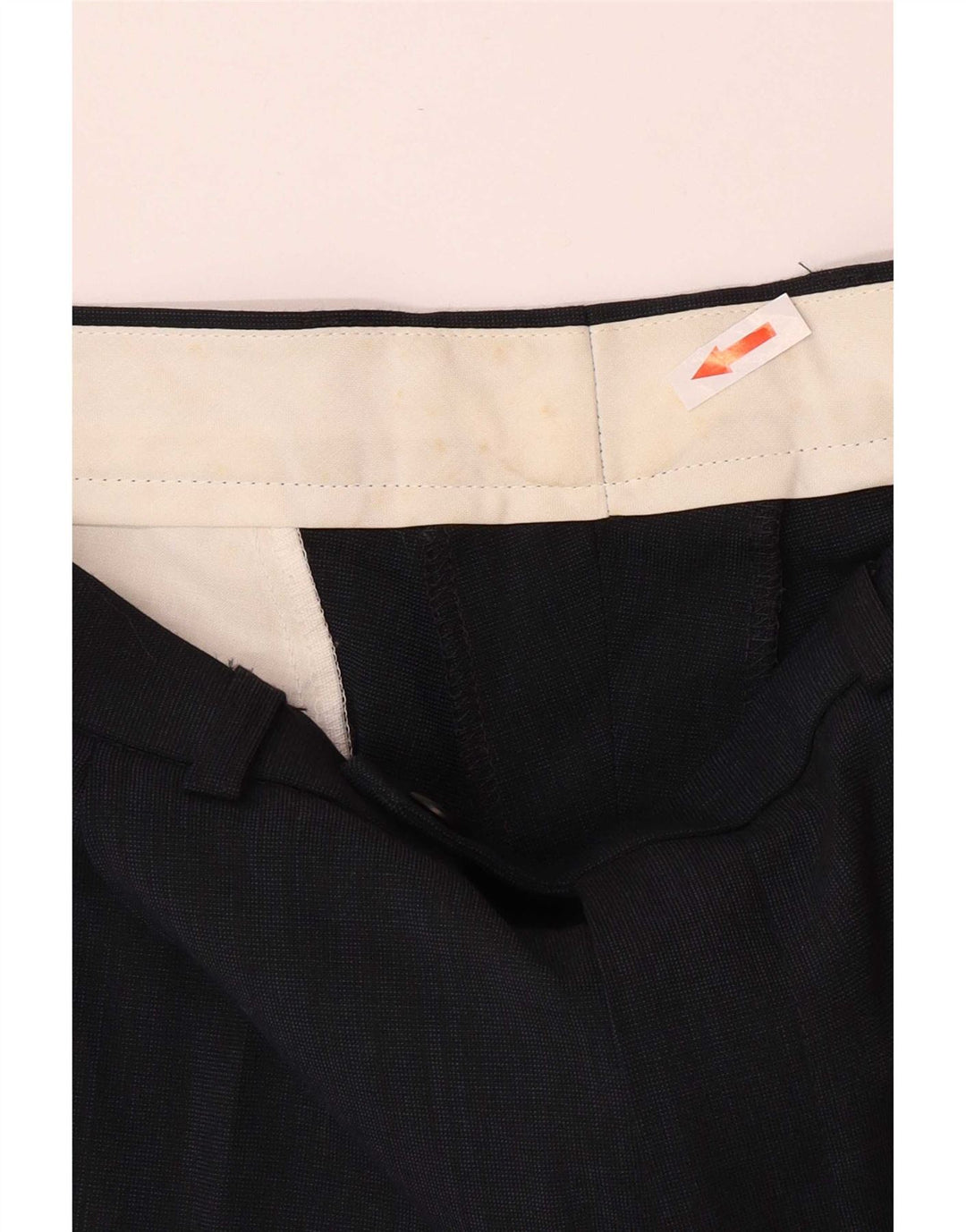 Marks & Spencer Mens Pegged Suit Trousers W34 L33 Navy Blue Polyester
