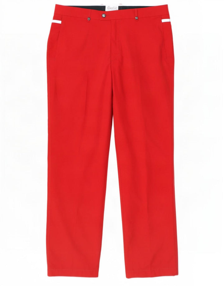 Kartel Mens Straight Suit Trousers W38 L33 Red Polyester