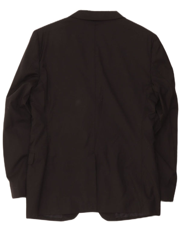 Massimo Dutti Mens 2 Button Blazer Jacket EU 54 XL Black Wool
