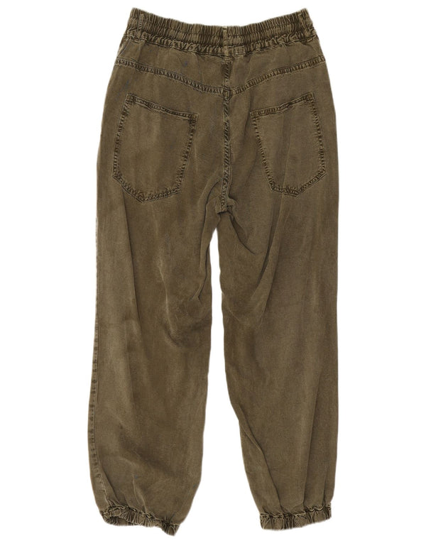 Zara Womens Joggers Cropped Jeans Small W26 L25 Khaki Viscose