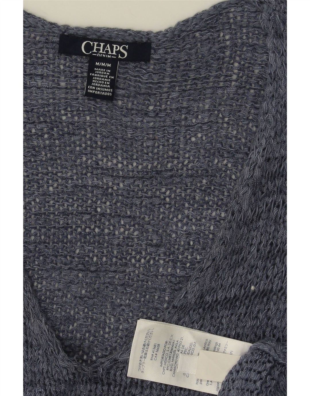 CHAPS Womens V-Neck Jumper Sweater UK 14 Medium Blue Acrylic Vintage Chaps and Second-Hand Chaps from Messina Hembry 
