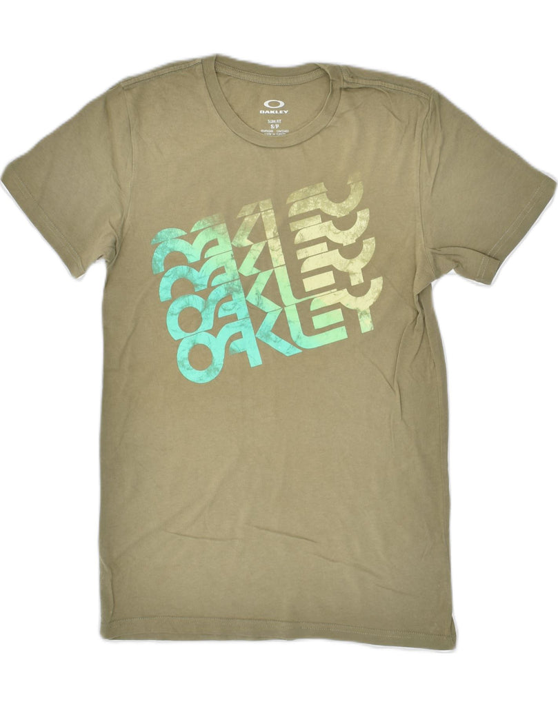 OAKLEY Mens Slim Fit Graphic T-Shirt Top Small Khaki Cotton | Vintage Oakley | Thrift | Second-Hand Oakley | Used Clothing | Messina Hembry 