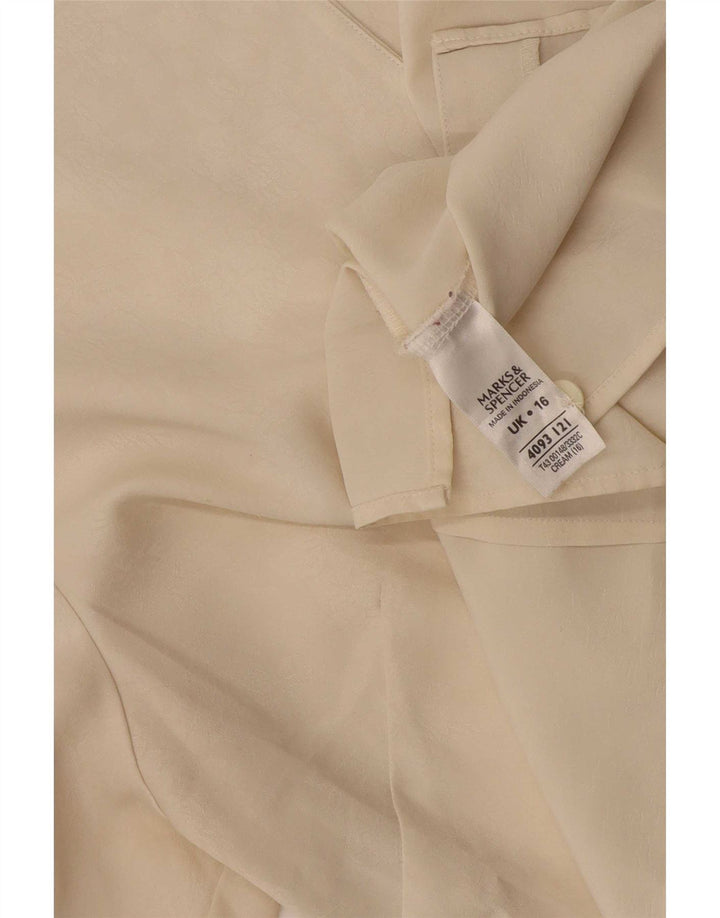 Marks & Spencer Womens Short Sleeve Shirt Blouse UK 16 Large Beige