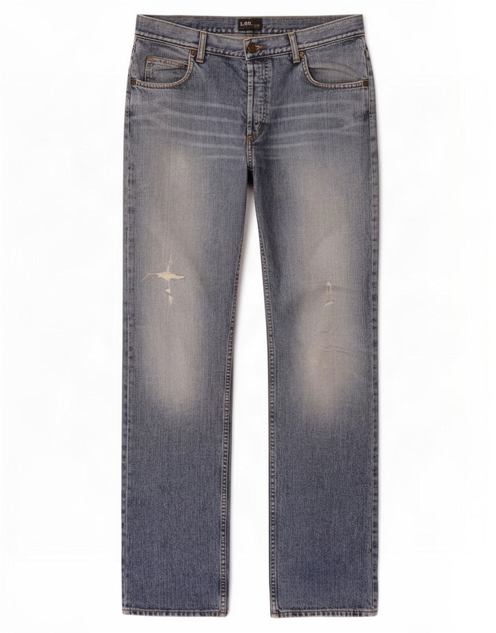 Lee Mens Seattle Distressed Straight Jeans W34 L36 Blue