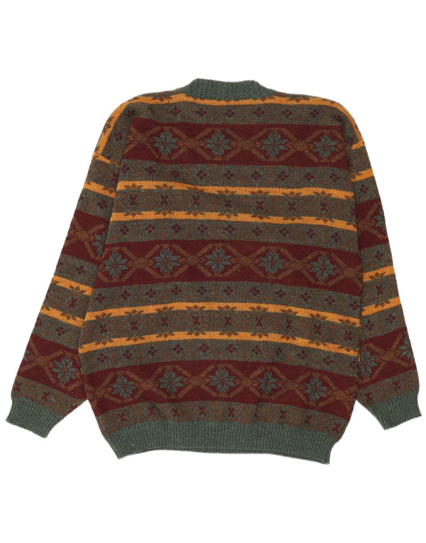 Vintage Mens Crew Neck Jumper Sweater XL Multicoloured Fair Isle Acrylic