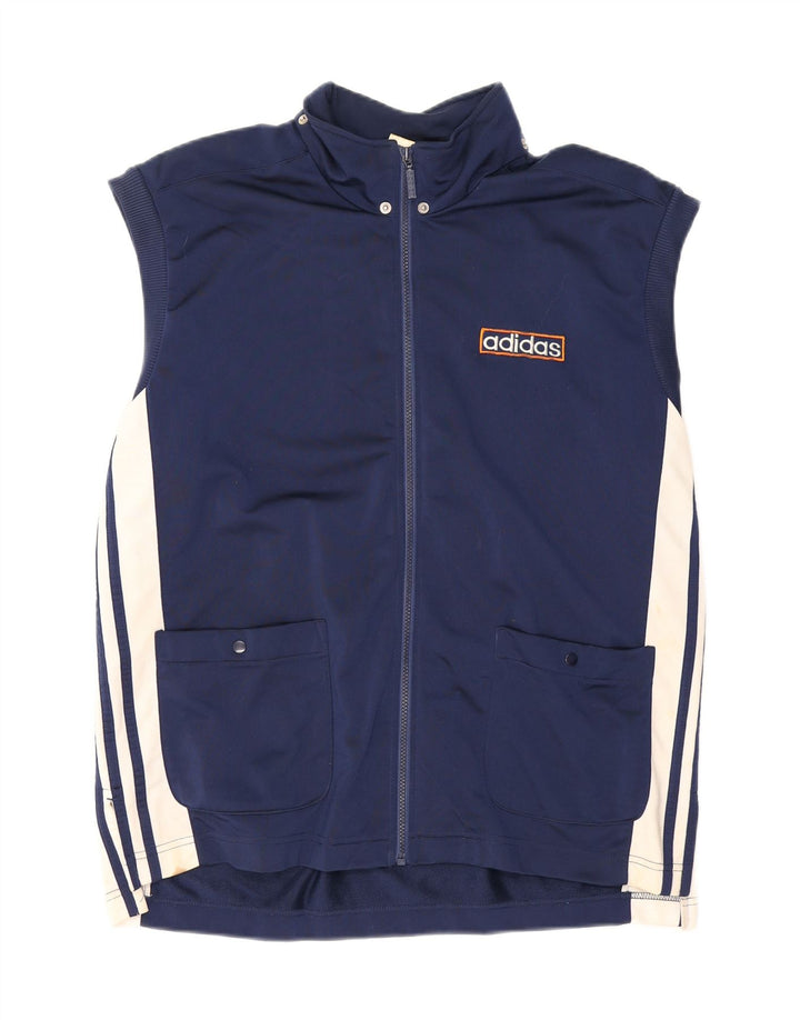 Adidas Mens Sleeveless Tracksuit Top Jacket UK 40/42 Medium Navy Blue