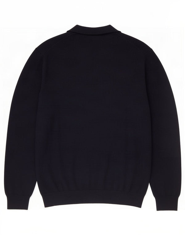 Zara Mens V-Neck Jumper Sweater Small Navy Blue