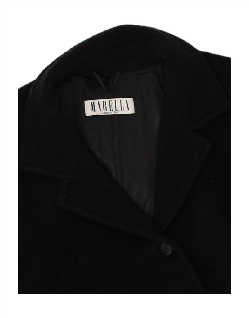 MARELLA Womens Overcoat UK 14 Large Black Virgin Wool | Vintage Marella | Thrift | Second-Hand Marella | Used Clothing | Messina Hembry 