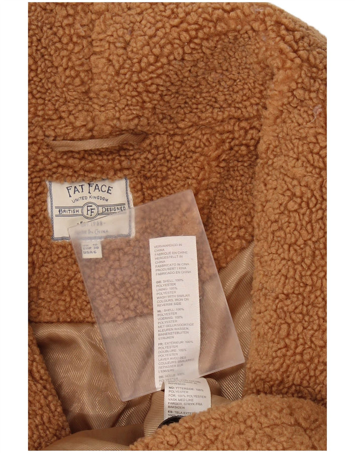FAT FACE Womens Oversized Fleece Overcoat UK 10 Small Brown Polyester