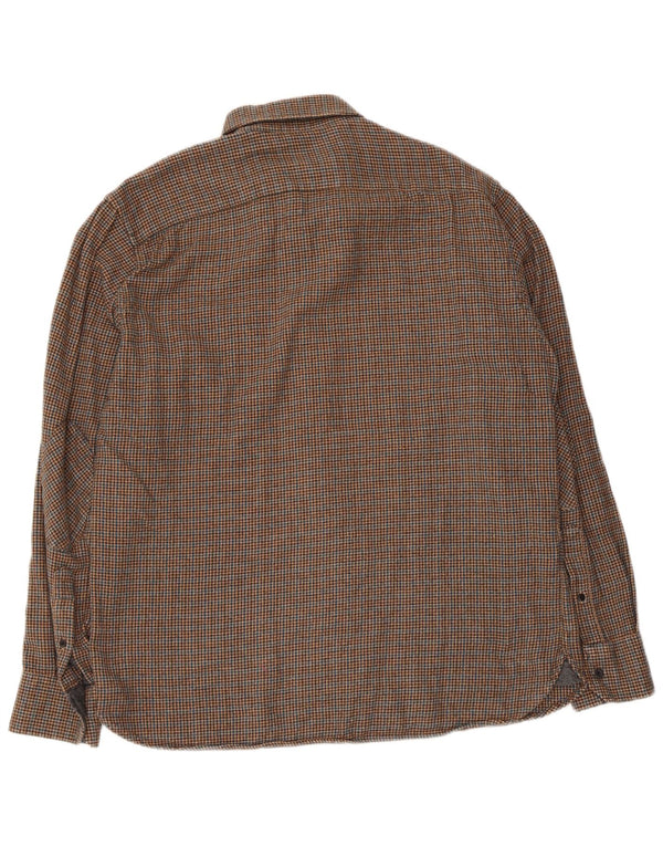 Marks & Spencer Mens Blue Harbour Flannel Shirt Medium Brown Houndstooth