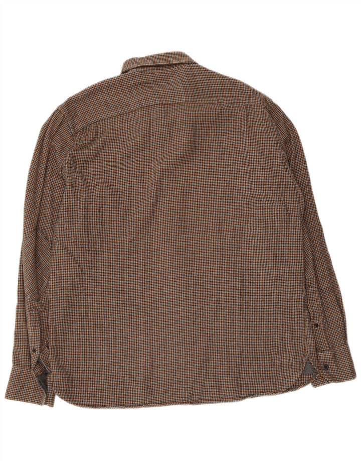Marks & Spencer Mens Blue Harbour Flannel Shirt Medium Brown Houndstooth