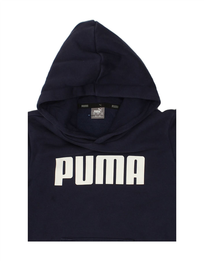 PUMA Boys Graphic Hoodie Jumper 9-10 Years Medium  Navy Blue Cotton | Vintage Puma | Thrift | Second-Hand Puma | Used Clothing | Messina Hembry 