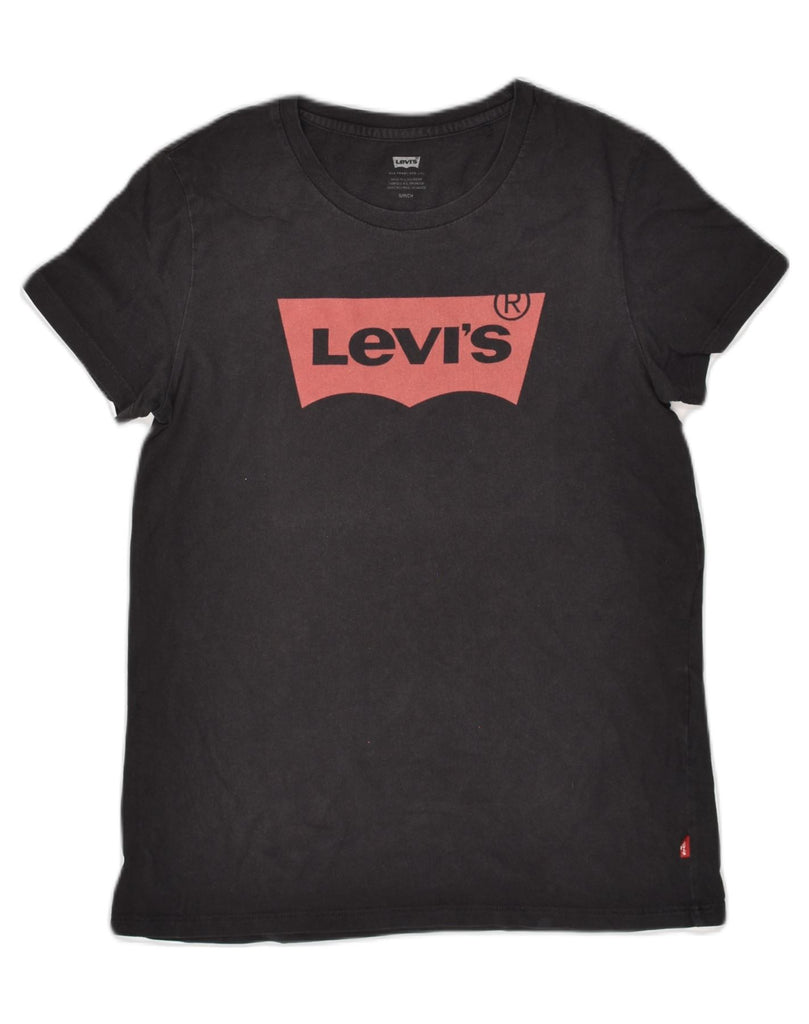 LEVI'S Womens Graphic T-Shirt Top UK 10 Small Black | Vintage Levi's | Thrift | Second-Hand Levi's | Used Clothing | Messina Hembry 