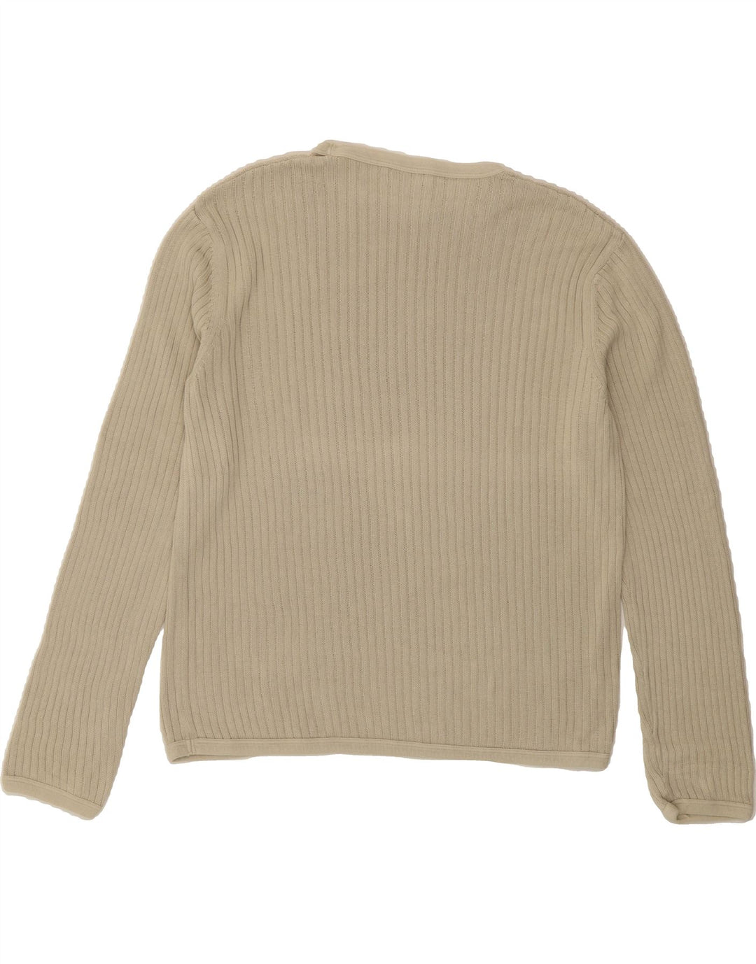 BENETTON Womens Crew Neck Jumper Sweater UK 14 Medium Beige Cotton Vintage Benetton and Second-Hand Benetton from Messina Hembry 