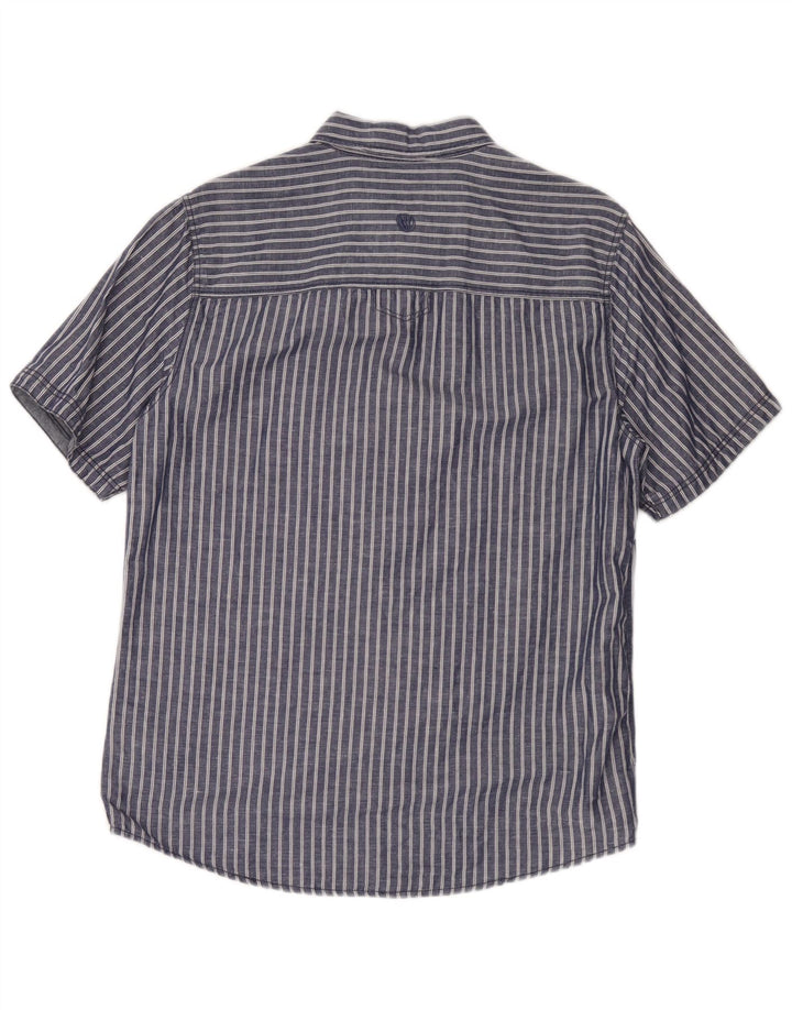 Fat Face Mens Short Sleeve Shirt Small Blue Striped Cotton