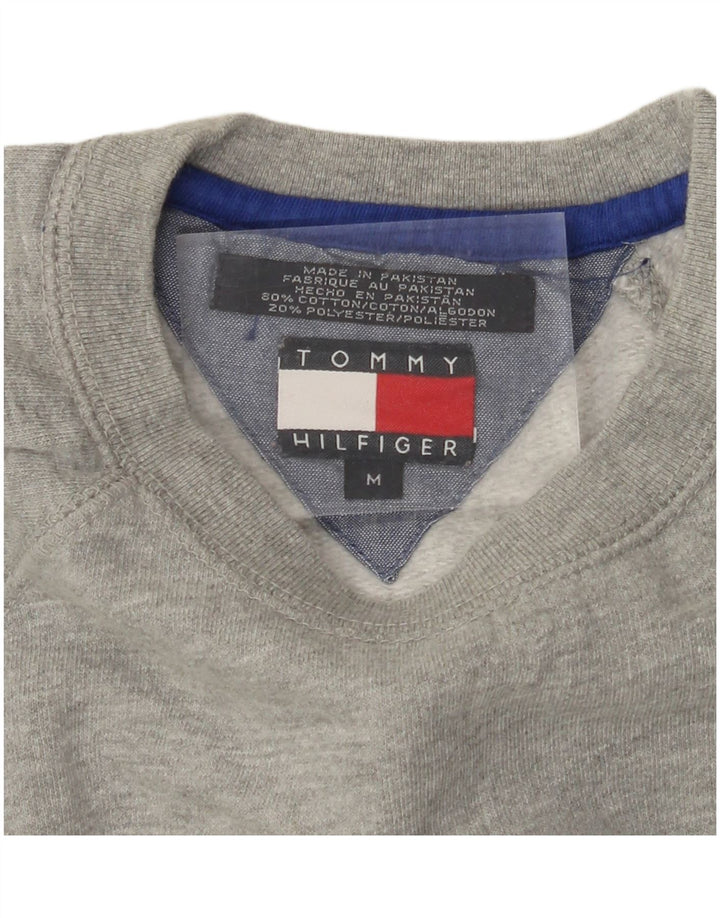 TOMMY HILFIGER Mens Sweatshirt Jumper Medium Grey Colourblock Cotton