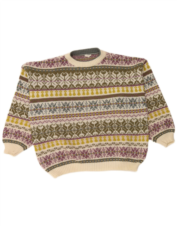 VINTAGE Mens Crew Neck Jumper Sweater XL Multicoloured Fair Isle