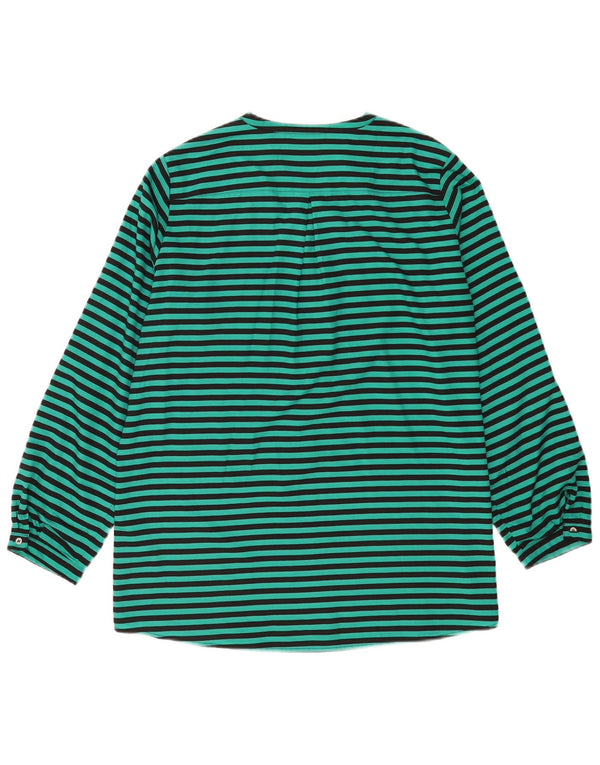 Calvin Klein Womens Long Sleeve Tunic Top UK 16 Large Green Striped