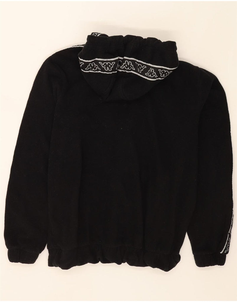 KAPPA Womens Graphic Zip Neck Fleece Jumper UK 14 Medium Black Polyester Vintage Kappa and Second-Hand Kappa from Messina Hembry 