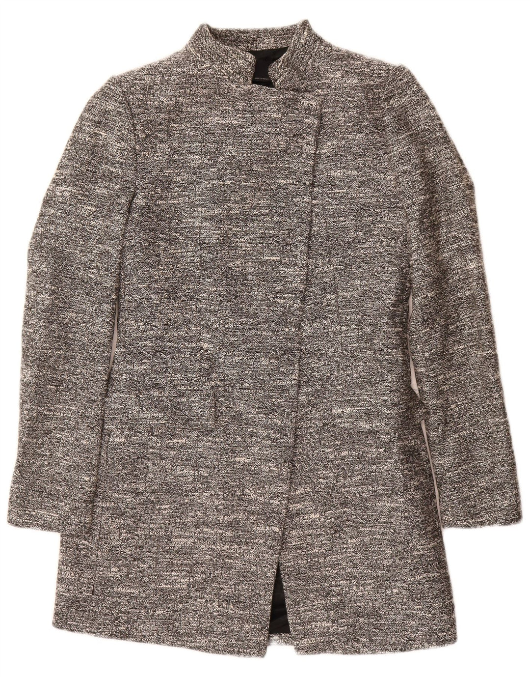 Zara Womens Open Overcoat UK 10 Small Grey Flecked Cotton