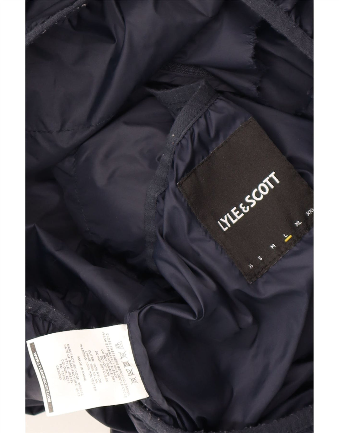 LYLE & SCOTT Mens Hooded Padded Jacket UK 40 Large Navy Blue Nylon