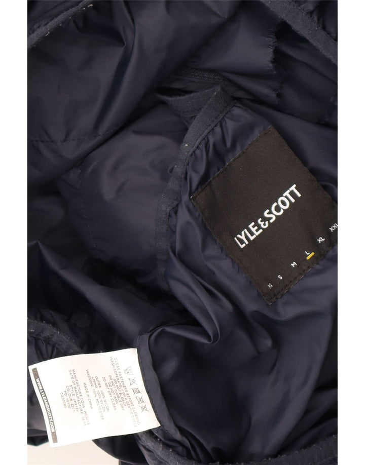 LYLE & SCOTT Mens Hooded Padded Jacket UK 40 Large Navy Blue Nylon