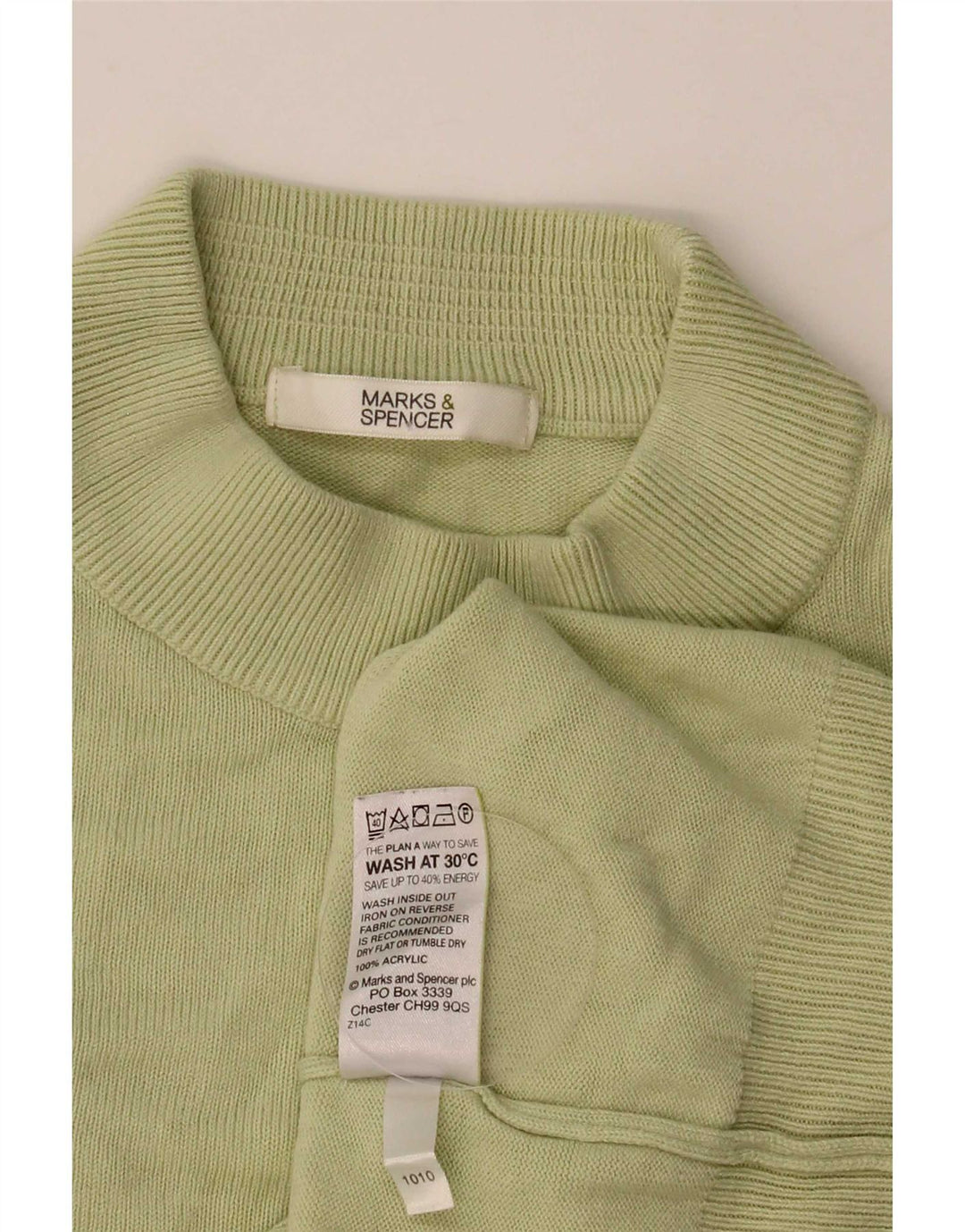 Marks & Spencer Womens Crop Turtle Neck Jumper Sweater UK 12 Medium Green