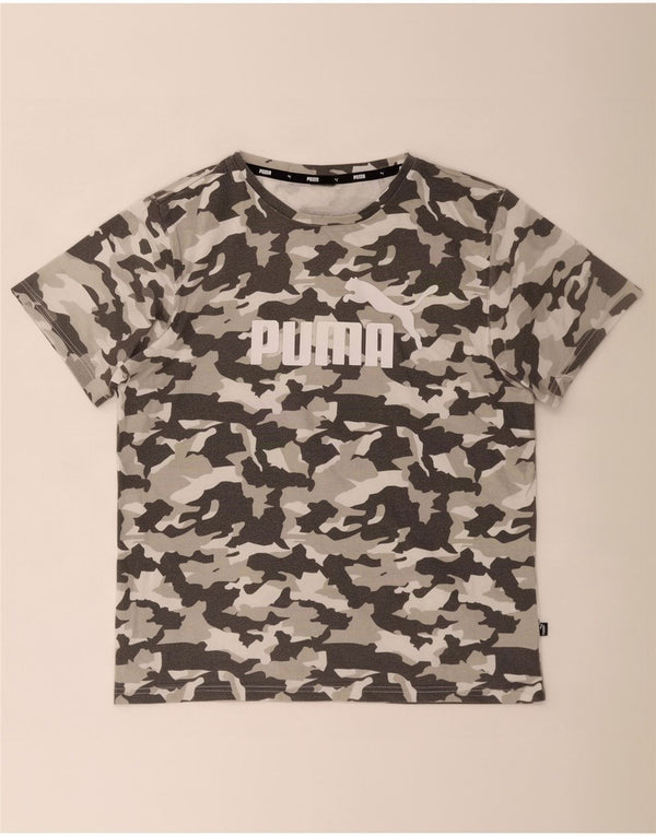 Puma Mens Graphic T-Shirt Top Large Grey Camouflage Cotton