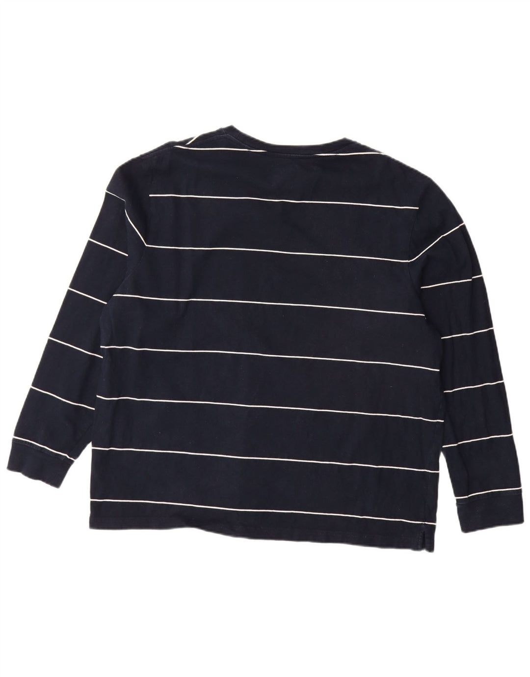 MARKS & SPENCER Mens Top Long Sleeve 2XL Navy Blue Striped Cotton