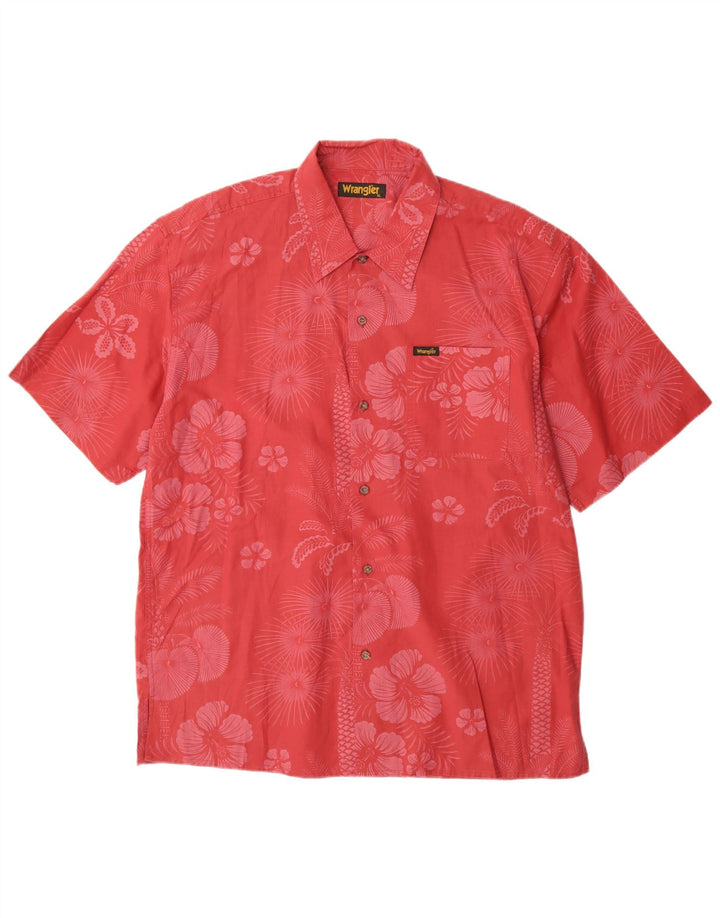 Wrangler Mens Short Sleeve Shirt XL Red Floral Cotton