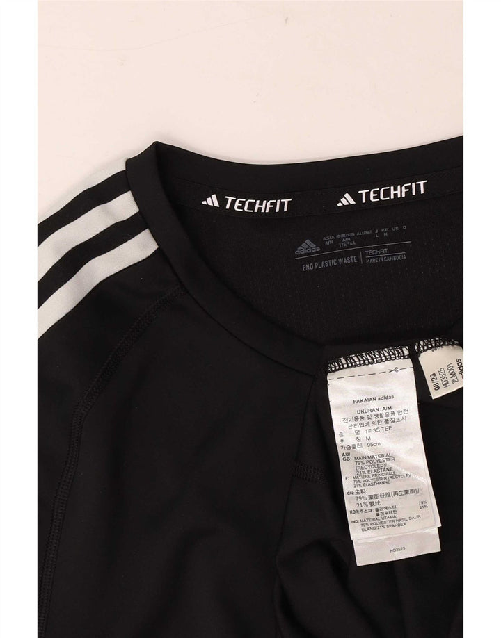 Adidas Mens Tech Fit T-Shirt Top Medium Black Polyester