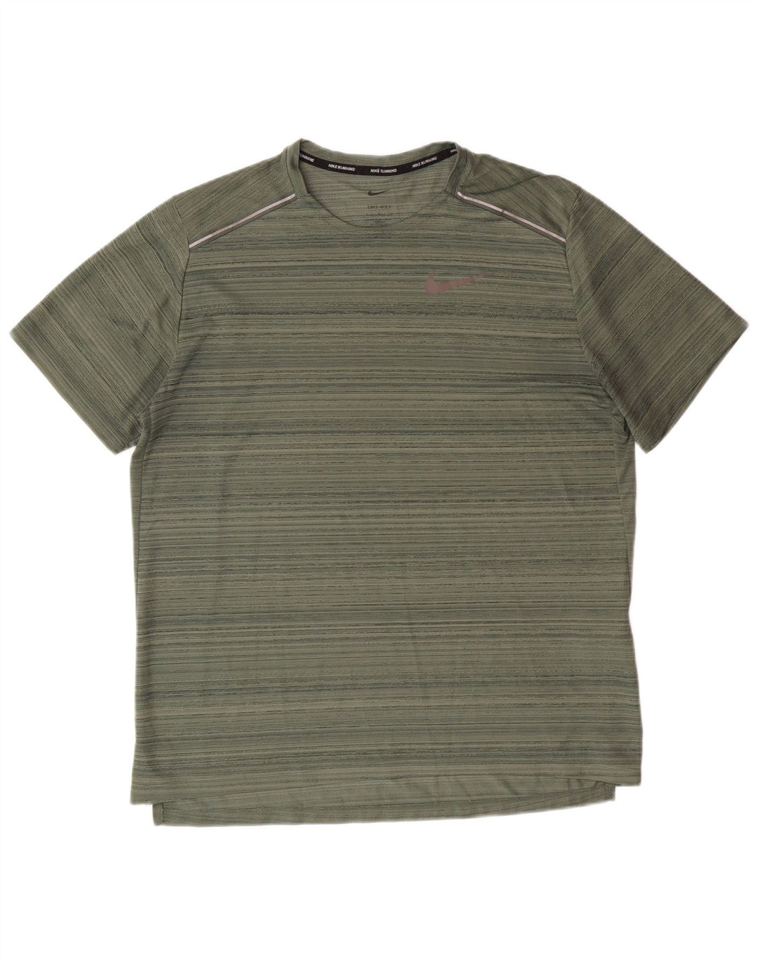 Nike Mens Dri Fit T-Shirt Large Green Striped Polyester