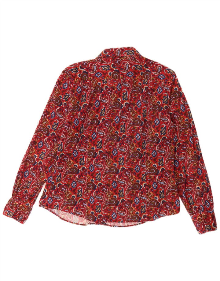 LAWRENCE GREY Womens Corduroy Shirt EU 40 Medium Red Paisley Cotton