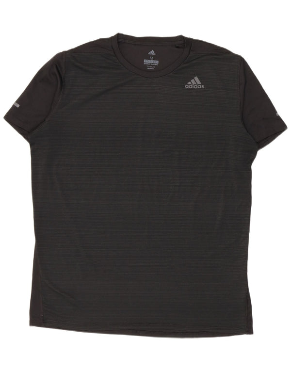 ADIDAS Mens Climalite T-Shirt Top Medium Black Pinstripe
