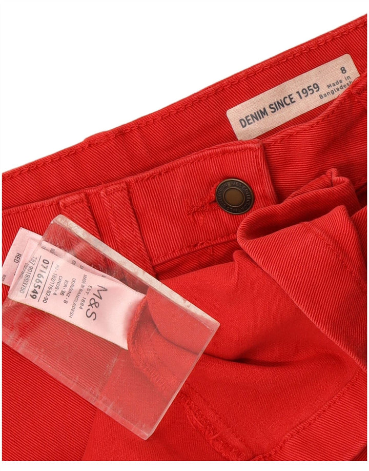 MARKS & SPENCER Womens Denim Skirt UK 8 Small W28 Red Cotton