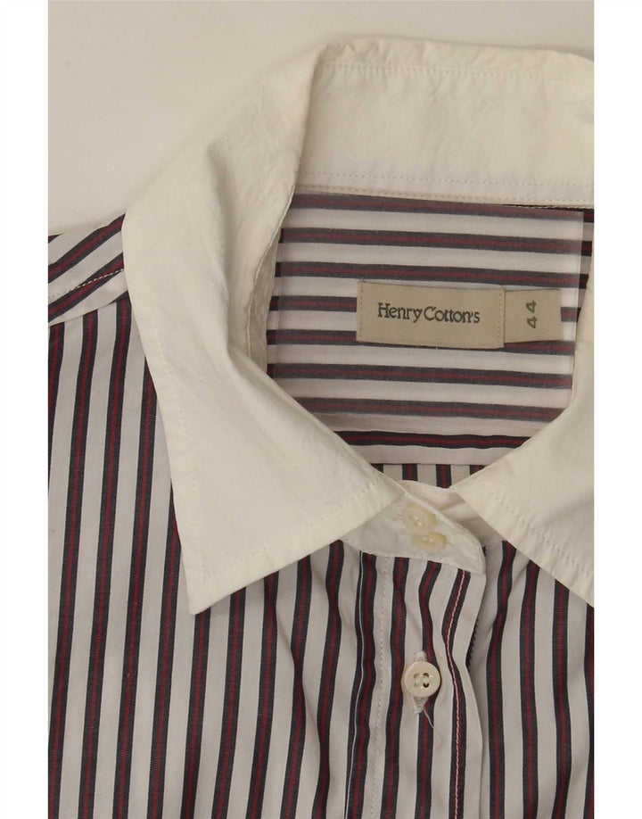 Henry Cottons Womens Shirt IT 44 Medium White Pinstripe