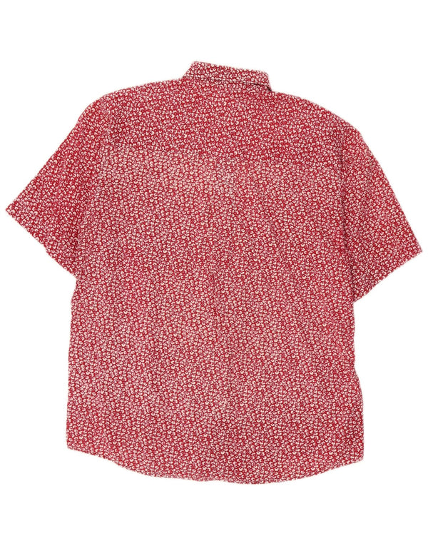 Vintage Womens Short Sleeve Shirt Size 38 Medium Red Floral Cotton