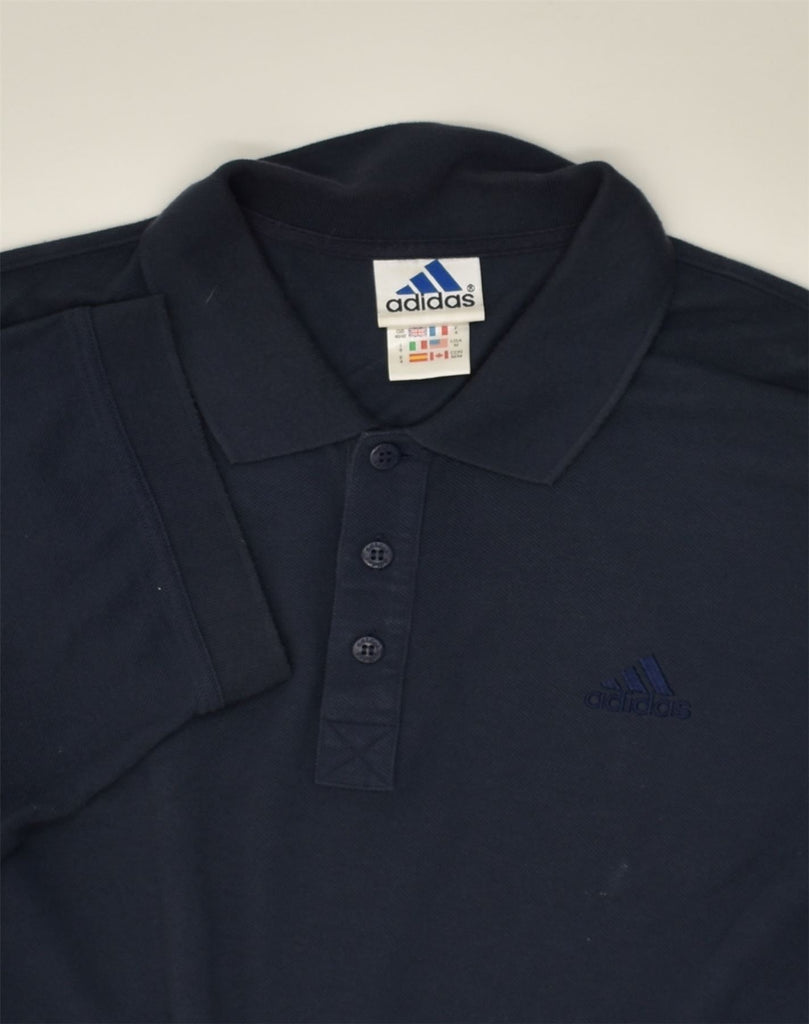 ADIDAS Mens Polo Shirt UK 40/42 Medium Navy Blue Cotton | Vintage Adidas | Thrift | Second-Hand Adidas | Used Clothing | Messina Hembry 