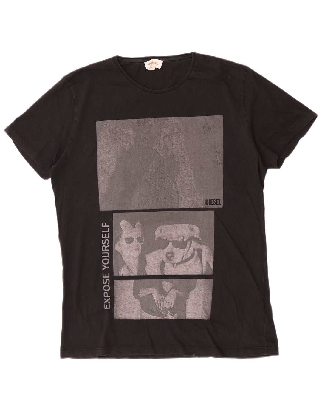 Diesel Mens Graphic T-Shirt Top XL Black